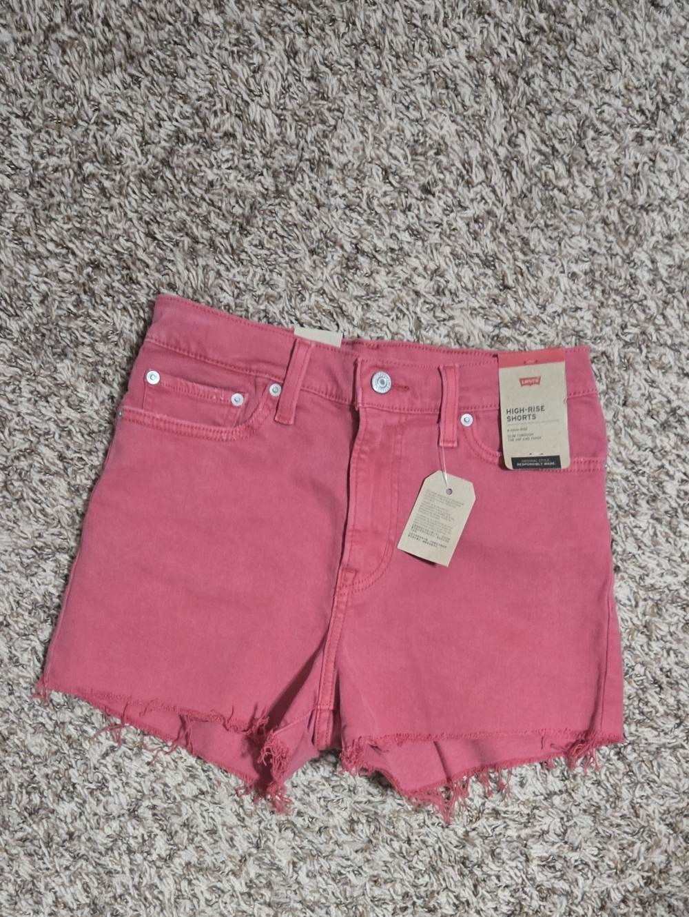 Levi's High-Rise Rose Pink Denim Cutoff Shorts